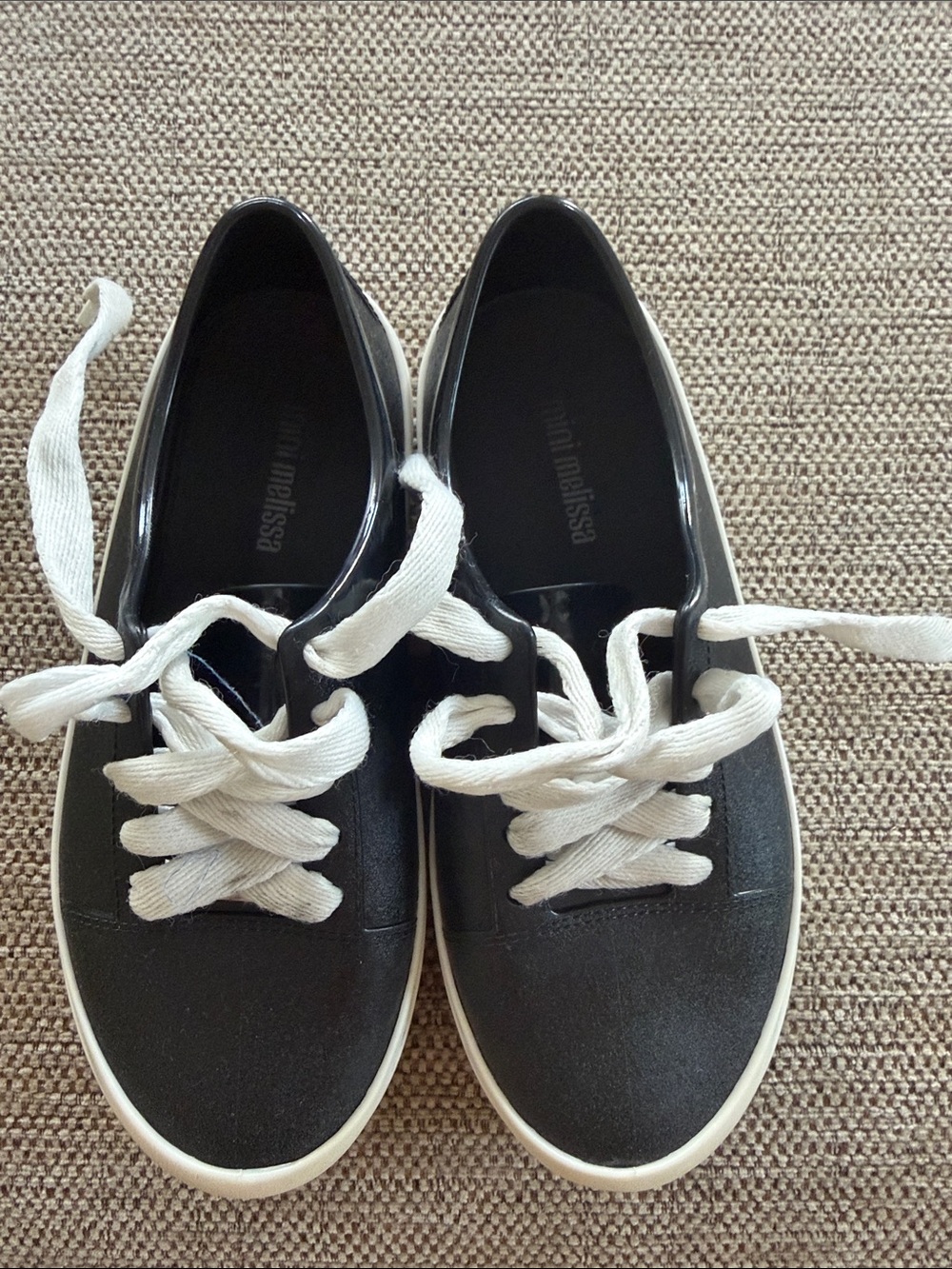 Mini Melissa Black Sneakers with White Laces